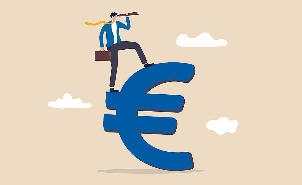 Euros como uma alusão às poupanças associadas ao movimento FIRE em Portugal e também na Europa