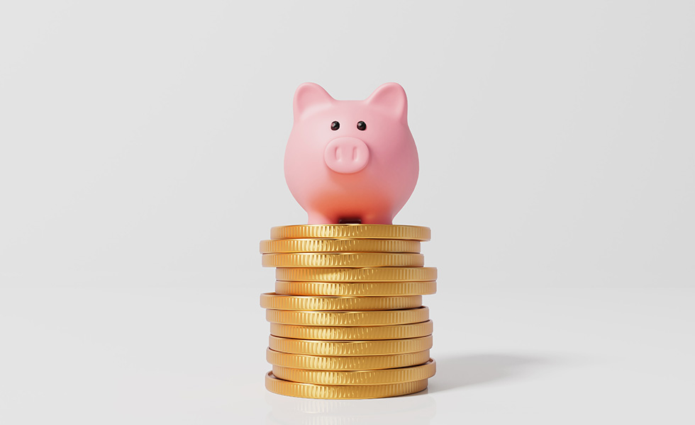 Porquinho a sugerir finanças e opções de crédito para estudantes